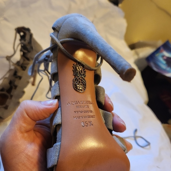 Aquazzura Gray Lace-Up Sandals - Picture 6 of 7